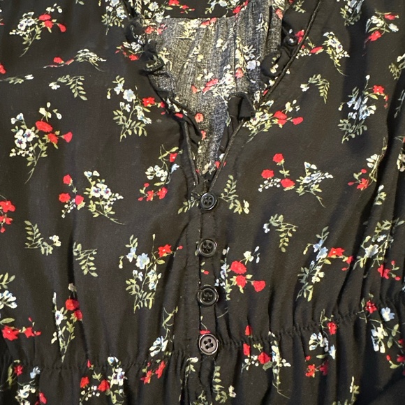 Ditsy Floral Midi Dress XS Prairie Boho Suzy Shier Cottagecore Dark Romantic - Picture 8 of 8